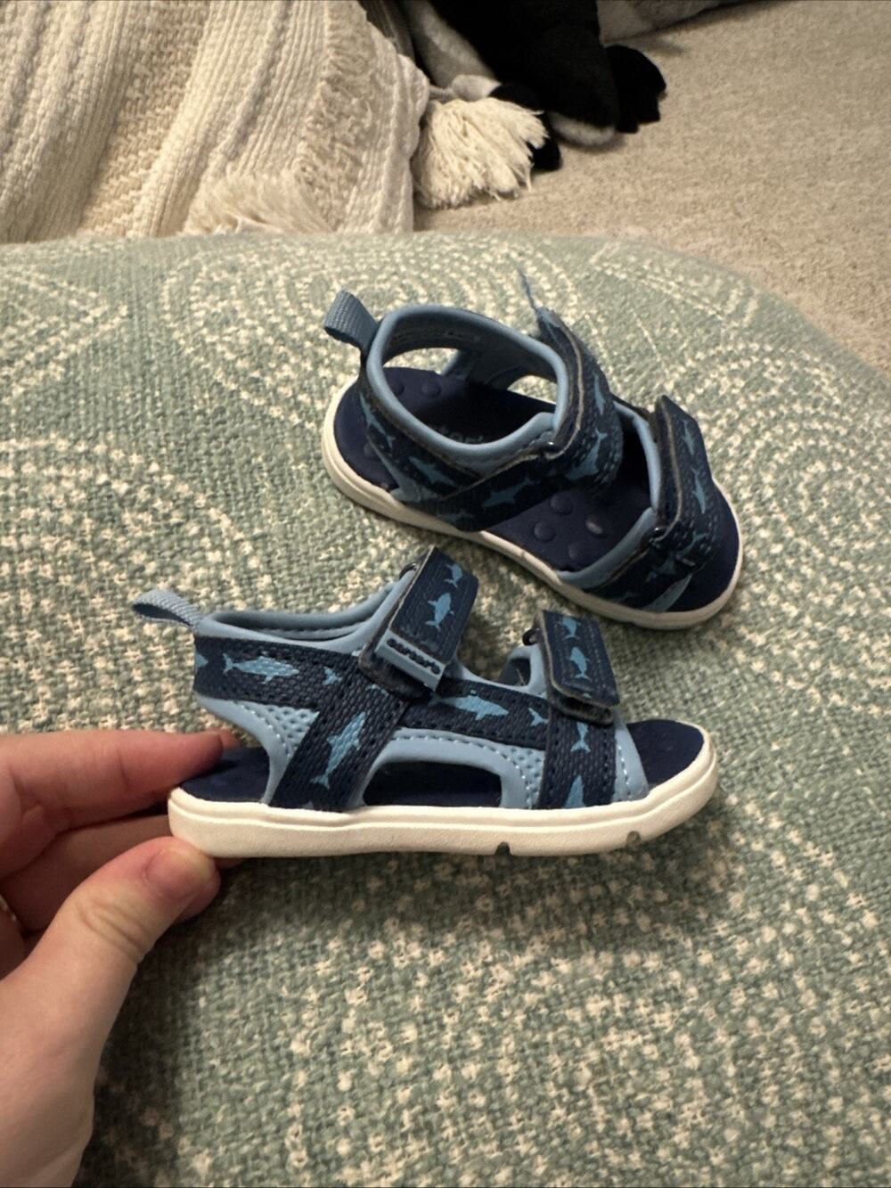 Carter's Toddler Boys Shark Sandals, Blue Size 2.5M First Walker Slip-On Shoes